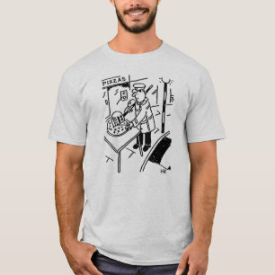 Lollipop Man Slices a Pizza Using the Lollipop T-Shirt