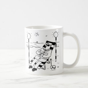 Lollipop Man Sonnenbaden in einer surrealen Illust Kaffeetasse