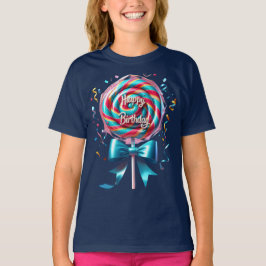 Lollipop mit einem türkisfarbenen Bow und Streamer T-Shirt
