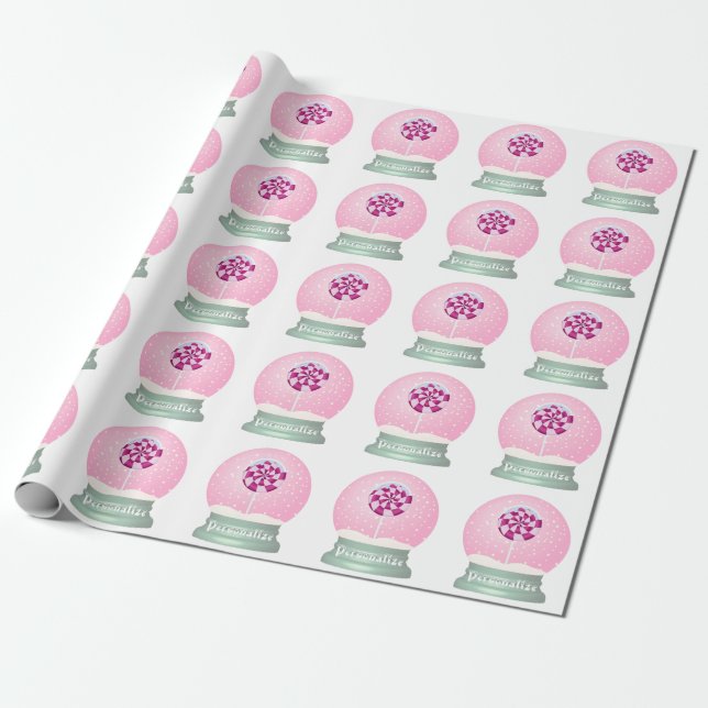 Lollipop-Schneekugel niedliche Rosa Girl Winter Geschenkpapier (Ungerollt)