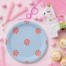 Lollipop Sweet Candy Blue Kindergeburtstag Party Pappteller
