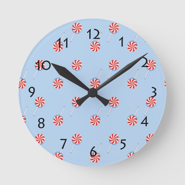 Lollipop Sweet Candy Blue Wall Runde Wanduhr (Vorderseite)