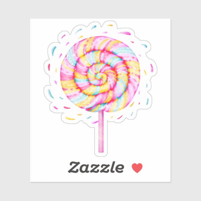 Lollipop Sweet Candy Caramel Drops Illustration Aufkleber (Blatt)