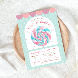 Lollipop Sweet Shop Geburtstagseinladung Einladung