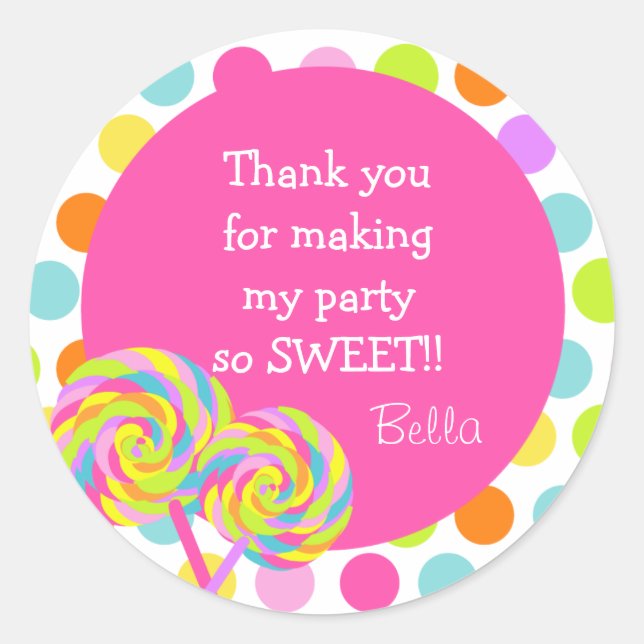 Lollipop Sweet Shoppe Gefallen Stickers (Vorderseite)