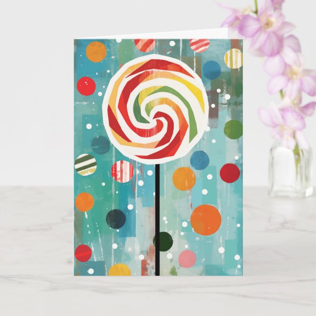 Lollipop Swirl Weihnachtskarte Karte (Orchidee)
