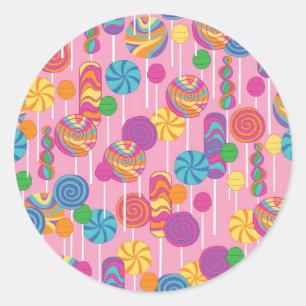 Lollipops Candy Pattern Runder Aufkleber