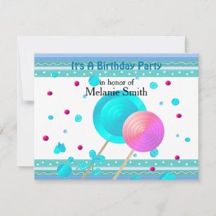 Lollipops et sucreries Invitation d'anniversaire