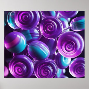 Lollipops in Schattierungen Lila und Aquamariner Poster
