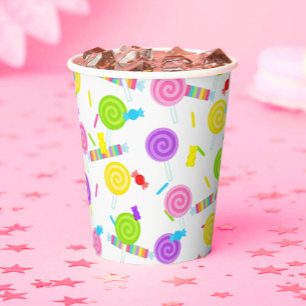 Lollipops und Bonbons Süßigkeiten Leckereien Papie Pappbecher