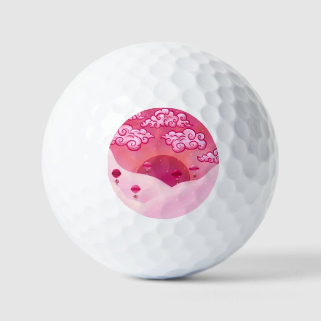 Lollipops und hübsche Wolken Golfball (Vorderseite)