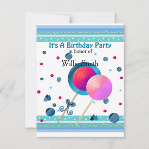 Lollipops und Süßigkeiten zum Geburtstag Einladung