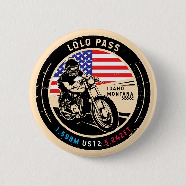 Lolo Pass Idaho Motorrad Button (Vorderseite)