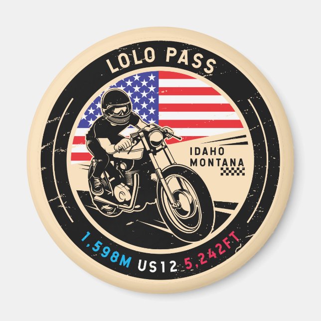 Lolo Pass Idaho Motorrad Magnet (Vorne)