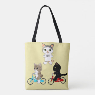 Lombard-Straßen-Katzen mit drei Fahrrad-Katzen Tasche