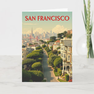 Lombard Street, San Francisco Carte rétro vintag