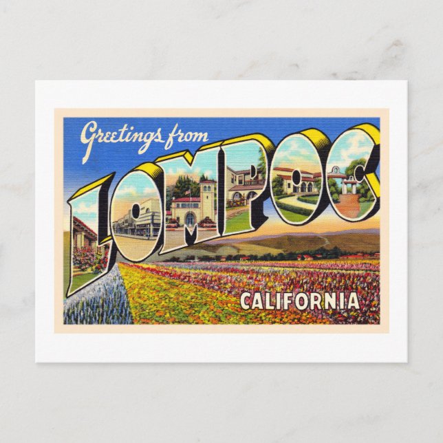 Lompoc California CA Vintager Großbuchstabe Postka Postkarte (Vorderseite)