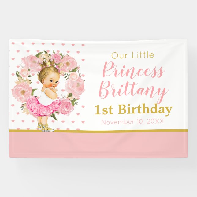 Lona Little Princess birthday Flowers banner (Horizontal)