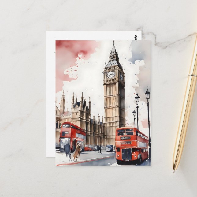 London Aqucolor Art Postkarte (Vorderseite/Rückseite Beispiel)