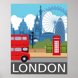 London Art Print Retro Reisebahnposter Poster