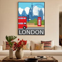 London Art Print Retro Reisebahnposter