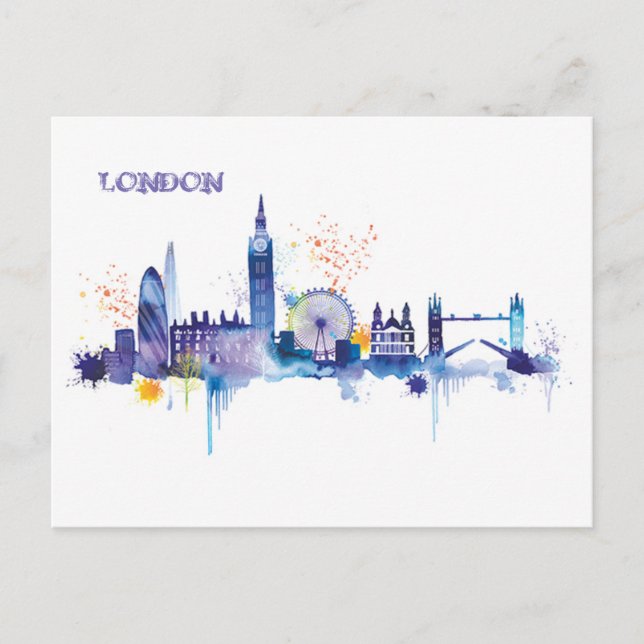 London Art Watercolor Painting Postkarte (Vorderseite)