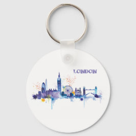London Art Watercolor Painting Schlüsselanhänger