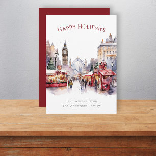 London auf der Weihnachtskarte für Aquarellen Feiertagskarte