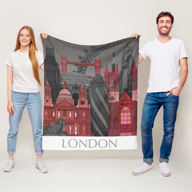 London-Aufzüge bis zum Nacht - Rot Fleecedecke (Beispiel)