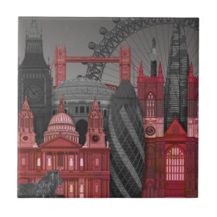 London-Aufzüge bis zum Nacht - Rot Fliese