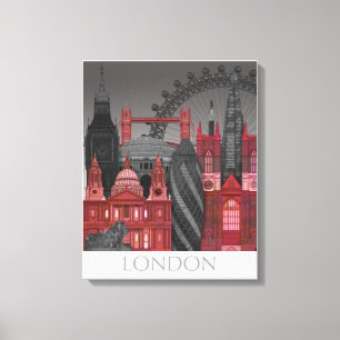 London-Aufzüge bis zum Nacht - Rot Leinwanddruck
