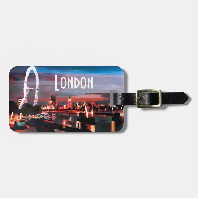 London-Augen-Nacht Gepäckanhänger (Vorderseite horizontal)