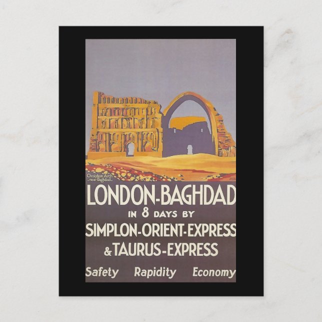 London Baghdad simplon orientierter Express Postkarte (Vorderseite)