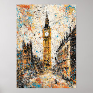 London Big Ben Abstrakte Tropfenmalerei Poster