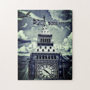 London, Big Ben & Airplane Gewerkschaft Jacke/Surr