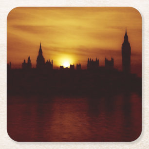 London-Big Ben-Elizabeth Tower-Sunset-Untersetzer Rechteckiger Pappuntersetzer