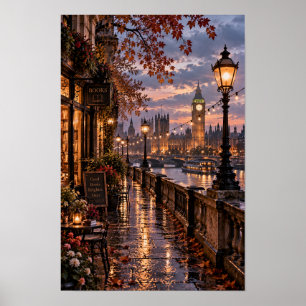 London Big Ben Herbst Flusspromenade Wandkunst Poster