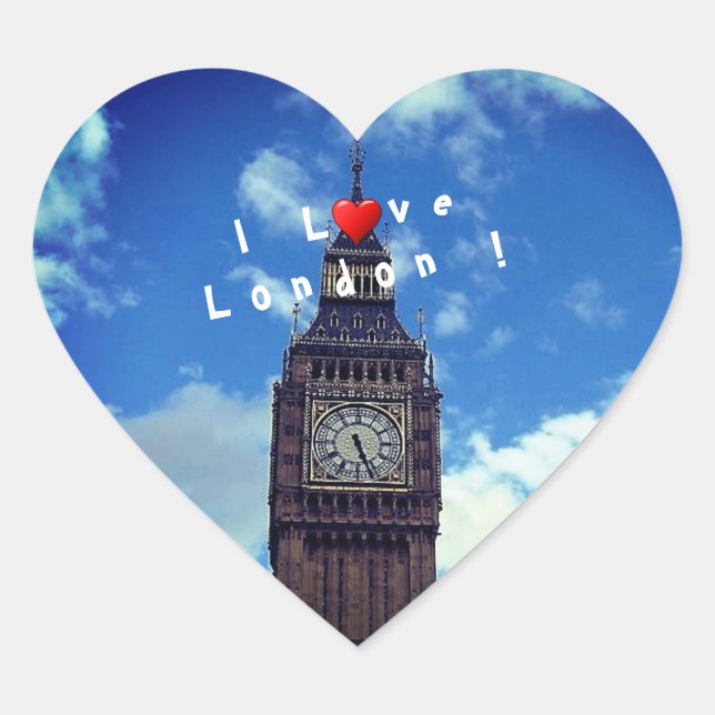 London - Big Ben Herz-Aufkleber (Vorderseite)