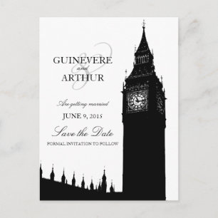 London Big Ben Modern Wedding rettet das Datum Ankündigungspostkarte