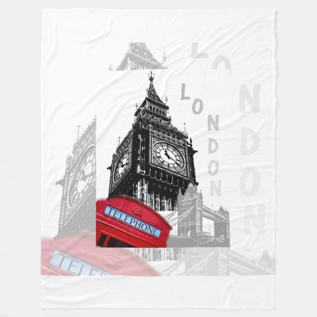 London Big Ben Red Telefon Fleecedecke (Vorderseite)
