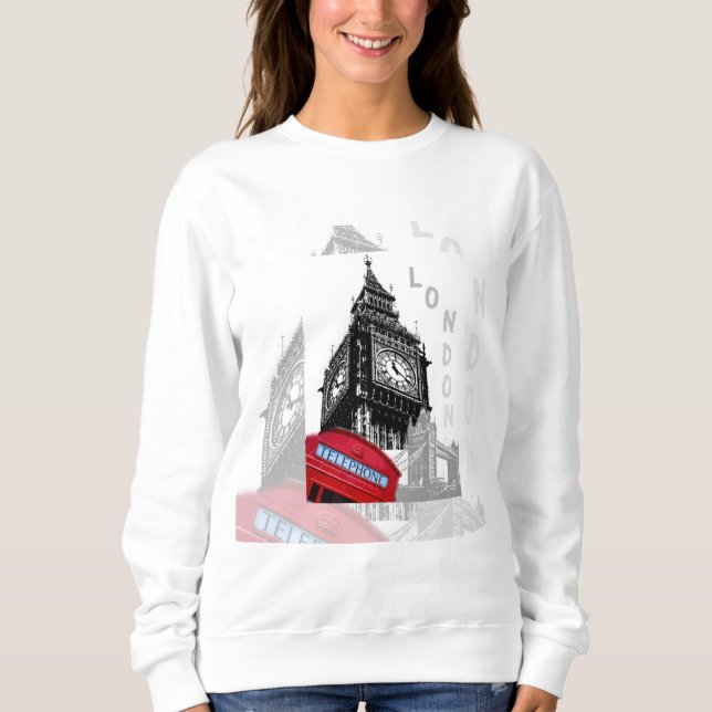London Big Ben Red Telefon Sweatshirt (Vorderseite)