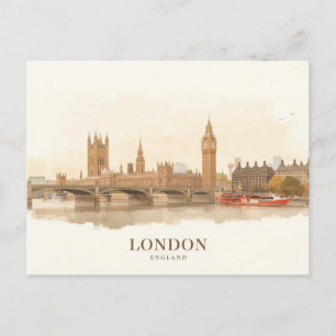 London Big Ben Themse Minimalistische Postkarte