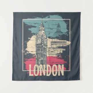 London Big Ben: Typografisches Poster Wandteppich