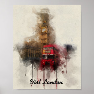 London Big ben und rotes Busposter Poster