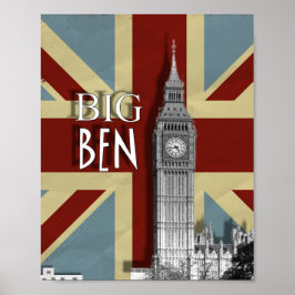 London Big Ben Union Jack Modern Wall Art Poster