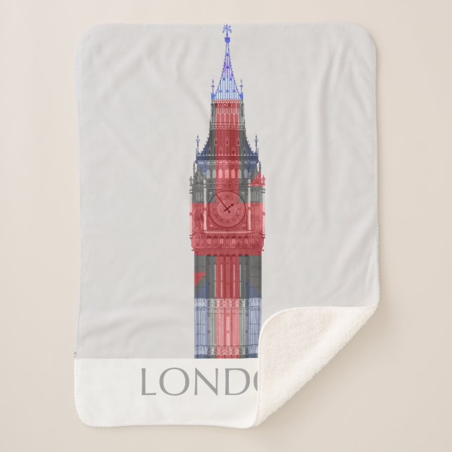 London Big Ben Union Jack Sherpadecke (Vorderseite)