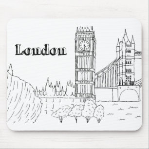 London Big Ben Vacation Zeichnend Urlaubskunst Mousepad