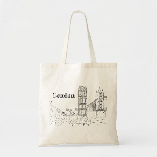 London Big Ben Vacation Zeichnend Urlaubskunst Tragetasche (Vorne)