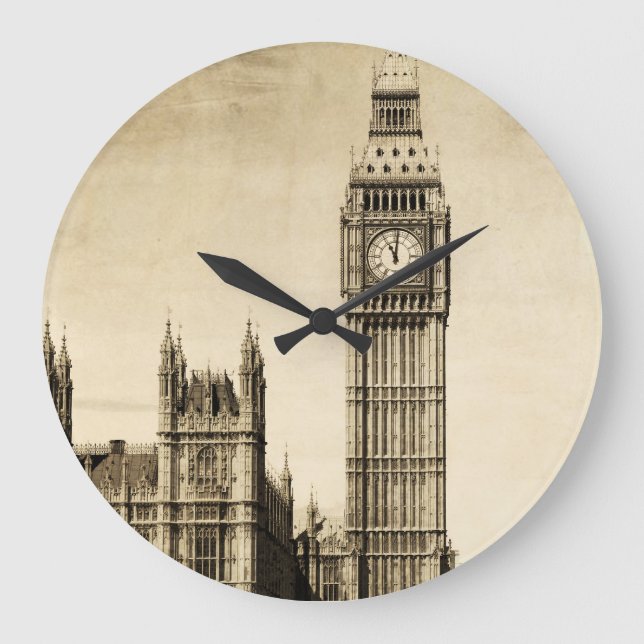 London Big Ben: Vintage Sicht Große Wanduhr (Vorderseite)