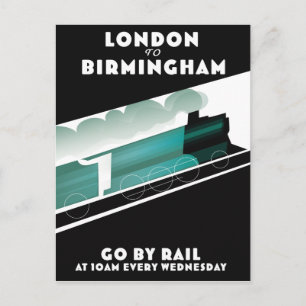 London bis Birmingham Train poser Postkarte